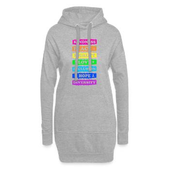 Freundlichkeit Frieden Gleichheit Liebe Inklusion Hoffnung - Hoodie-Kleid - Grau meliert - Vorne