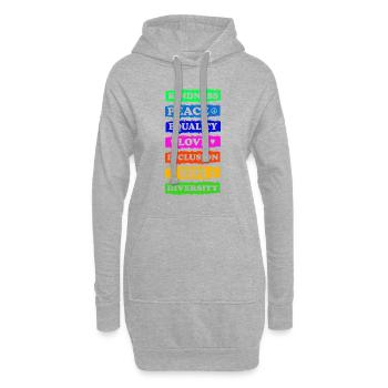 Freundlichkeit Frieden Gleichheit Liebe Inklusion Hoffnung - Hoodie-Kleid - Grau meliert - Vorne