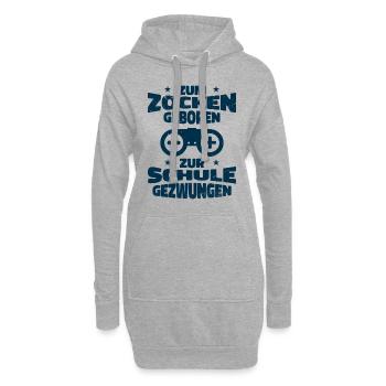 Zum Zocken Geboren Zur Schule Gezwungen - Hoodie-Kleid - Grau meliert - Vorne