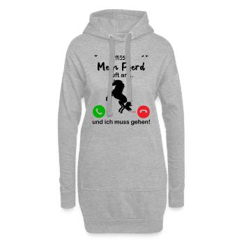 Mein Pferd Ruft An... und ich muss gahen - Hoodie-Kleid - Grau meliert - Vorne