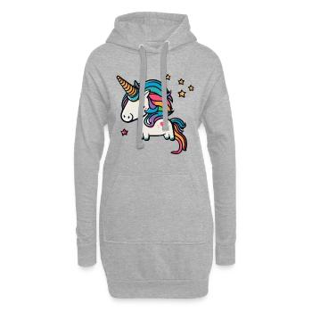 Süßes magisches Einhorn für Kita und Schule - Hoodie-Kleid - Grau meliert - Vorne