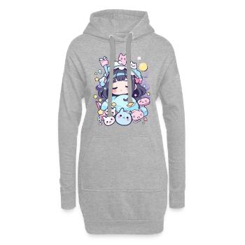 Pyjamas d’anime au design pastel pour les amoureux du Japon - Sweat-shirt à capuche long Femme - gris chiné - Devant