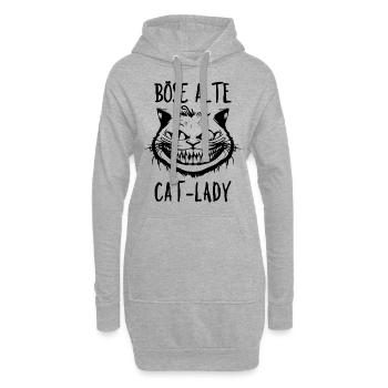 Böse alte Cat-Lady - Grinsekatze Lustiger Spruch - Hoodie-Kleid - Grau meliert - Vorne