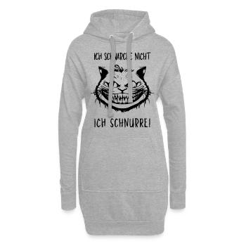 Ich schnarche nicht, Ich schnurre - Grinsekatze - Hoodie-Kleid - Grau meliert - Vorne