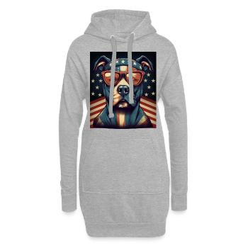 Patriote Pitbull Drapeau américain Pitbull Patriotique - Sweat-shirt à capuche long Femme - gris chiné - Devant