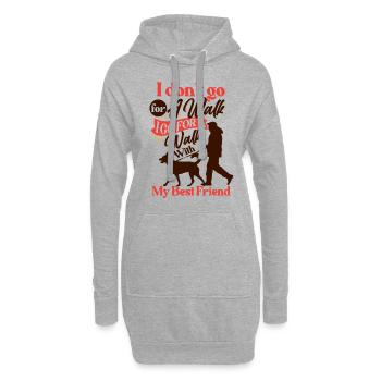 Ich gehe mit meinem besten Freund spazieren, Gassi - Hoodie-Kleid - Grau meliert - Vorne