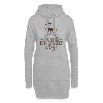 Je viens de flipper l’amour des autruches Okey? Autruche - Sweat-shirt à capuche long Femme - gris chiné - Devant