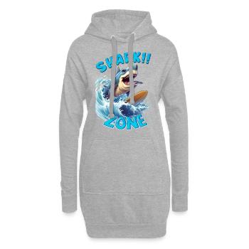 Drôle de requin avec une planche de surf - surfeur - Sweat-shirt à capuche long Femme - gris chiné - Devant