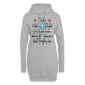 Kinder haben Flügel Fliegen Danke sagen Erzieherin - Hoodie-Kleid - Grau meliert - Vorne