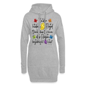 Kinder haben Flügel Fliegen Danke Kita Abschied - Hoodie-Kleid - Grau meliert - Vorne