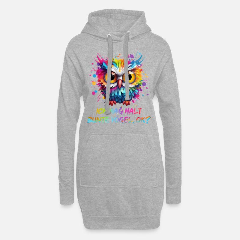 LUSTIGE BUNTE EULE - Hoodie-Kleid - Grau meliert