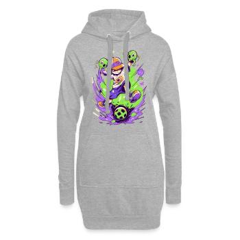 Cool Cartoon Soccer Player StreetArt Gaming - Sweat-shirt à capuche long Femme - gris chiné - Devant