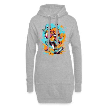 Jeux - StreetArt: Cool Cartoon Soccer Player - Sweat-shirt à capuche long Femme - gris chiné - Devant