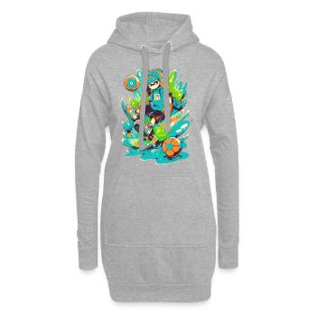 Joueur de football funky dans la conception de jeux d’art de rue - Sweat-shirt à capuche long Femme - gris chiné - Devant