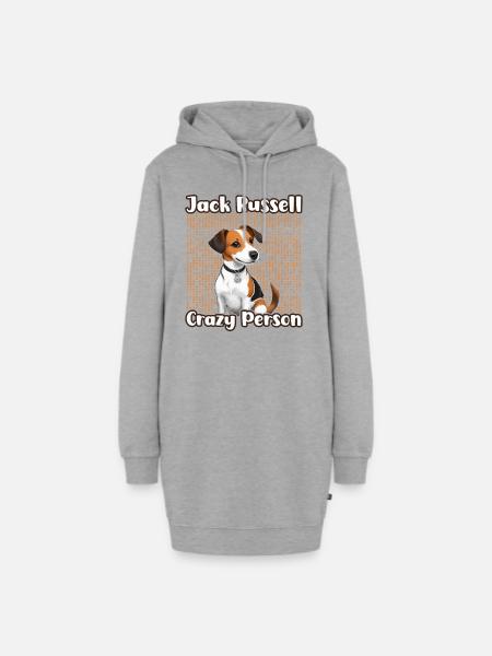 Jack Russell Crazy Person - Hoodie-Kleid - Grau meliert