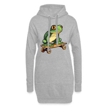 LUSTIGER FROSCH AUF SKATEBOARD - Hoodie-Kleid - Grau meliert - Vorne