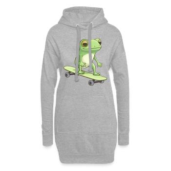 LUSTIGER FROSCH AUF SKATEBOARD - Hoodie-Kleid - Grau meliert - Vorne