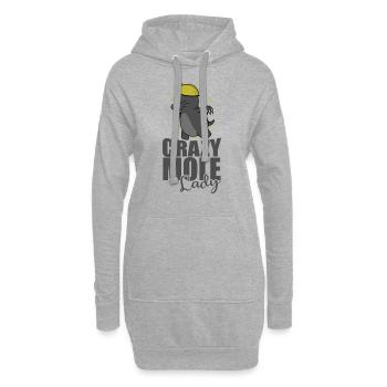 Crazy Mole Lady Tier Erdhügel - Hoodie-Kleid - Grau meliert - Vorne