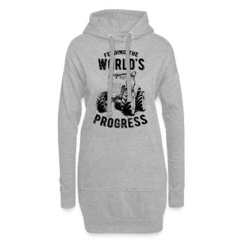 Feeding World's Progress Traktor Landwirt Geschenk - Hoodie-Kleid - Grau meliert - Vorne
