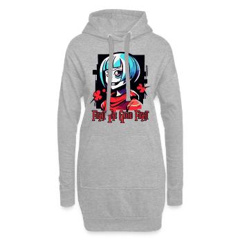 Combattez le bon combat avec une fille d’anime - Sweat-shirt à capuche long Femme - gris chiné - Devant