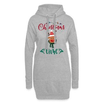 Frohe Weihnachten ein Elch Rentier Christmas time - Hoodie-Kleid - Grau meliert - Vorne