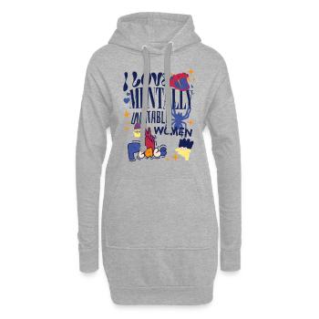 J’aime les femmes mentalement instables Dessin animé mème ironique - Sweat-shirt à capuche long Femme - gris chiné - Devant