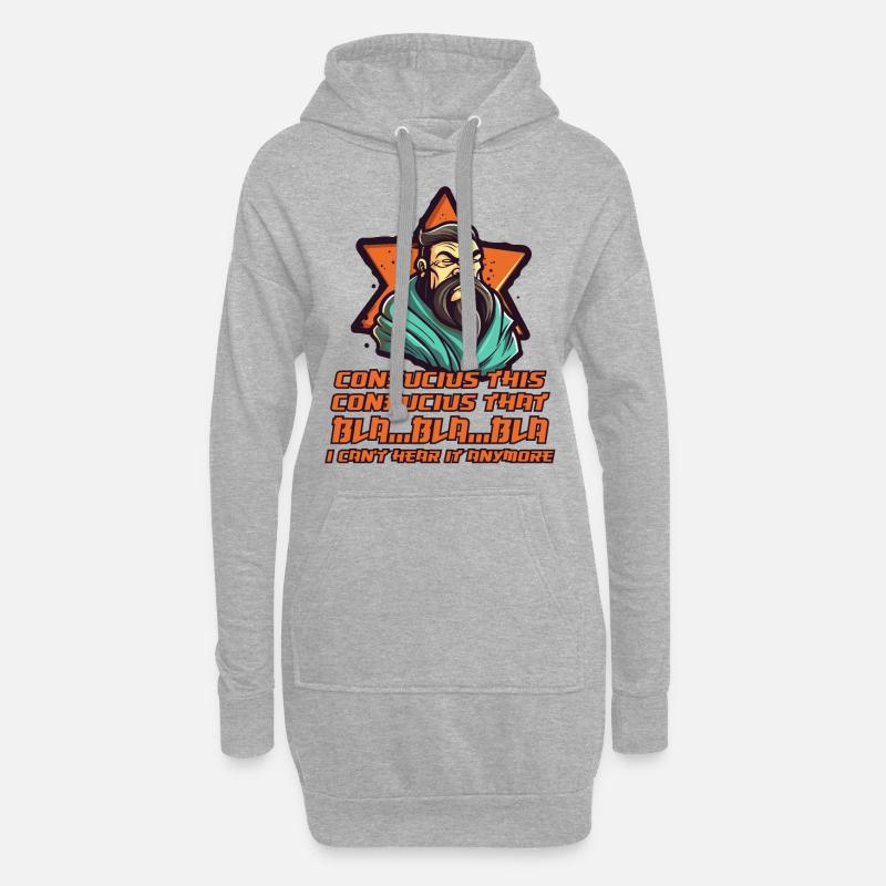 Konfuzius hat genug von den Sprüchen - Hoodie-Kleid - Grau meliert