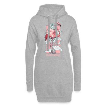 Équipe Flamingo Aquarelle Aquarelle Animaux - Sweat-shirt à capuche long Femme - gris chiné - Devant