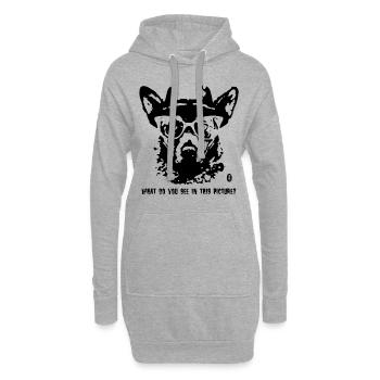Rorschach-Analyse und ein lustiger Hütehund - Hoodie-Kleid - Grau meliert - Vorne