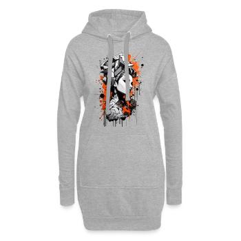 Abstrakte Bunte Junge Frau Graffiti Kunst - Hoodie-Kleid - Grau meliert - Vorne