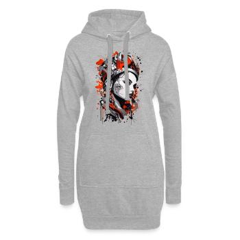 Abstrakte Bunte Junge Frau Graffiti Kunst - Hoodie-Kleid - Grau meliert - Vorne