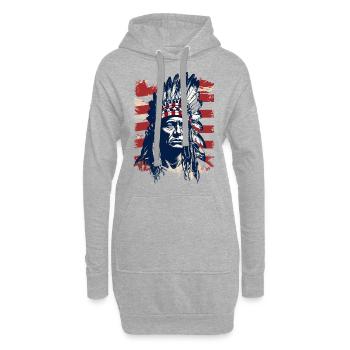 Indianer Federschmuck Native Spirit - Hoodie-Kleid - Grau meliert - Vorne