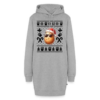 Drôle de pomme de terre Noël frites motif - Sweat-shirt à capuche long Femme - gris chiné - Devant