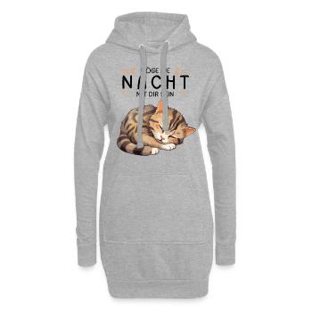 Möge die Nacht mit dir sein - Schlafshirt Katze - Hoodie-Kleid - Grau meliert - Vorne
