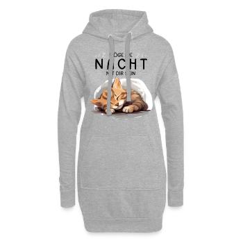 Möge die Nacht mit dir sein - Schlafshirt Katze - Hoodie-Kleid - Grau meliert - Vorne
