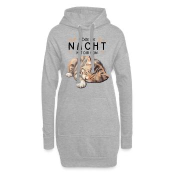 Möge die Nacht mit dir sein - Schlafshirt Katze - Hoodie-Kleid - Grau meliert - Vorne