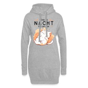 Möge die Nacht mit dir sein - Schlafshirt Katze - Hoodie-Kleid - Grau meliert - Vorne