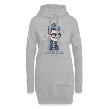 Triste artiste, les gens ne comprennent pas l’art - Sweat-shirt à capuche long Femme - gris chiné - Devant