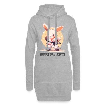 Drôle Arts Martiaux Lapin MMA Kawaii Arts Martiaux - Sweat-shirt à capuche long Femme - gris chiné - Devant