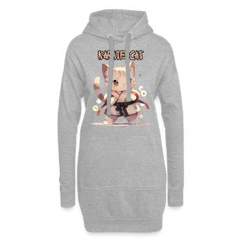 Lustige Karate Katze MMA Kawaii Kampfsport - Hoodie-Kleid - Grau meliert - Vorne