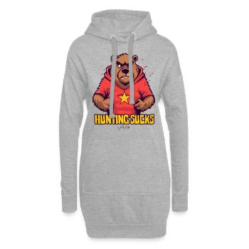 Ours en colère dit : Chasser est stupide - Sweat-shirt à capuche long Femme - gris chiné - Devant