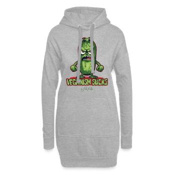 Cartoon Cucumber dit : Le véganisme est stupide - Sweat-shirt à capuche long Femme - gris chiné - Devant