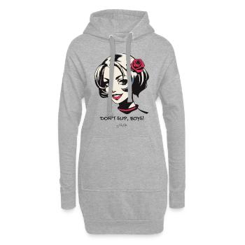 Rutscht nicht aus, Jungs – Ein attraktives Mädchen - Hoodie-Kleid - Grau meliert - Vorne