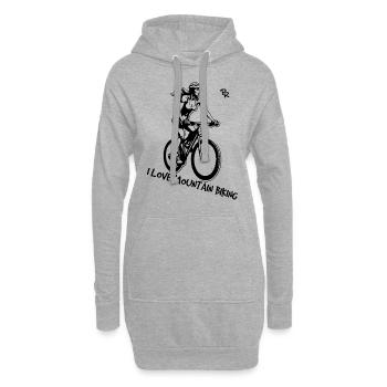 Ich liebe Mountainbiken: Biker Frauen - Hoodie-Kleid - Grau meliert - Vorne