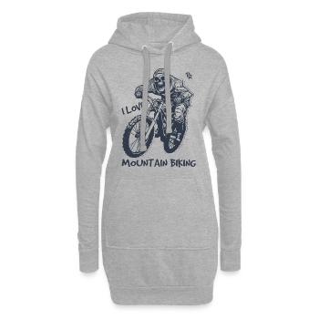 Cycling skeleton, I love mountain biking - Hoodie Dress - heather grey - Front
