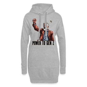 Faust in die Höhe, Boomer Protest: Power für Gen Z - Hoodie-Kleid - Grau meliert - Vorne