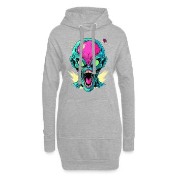 Rose Vert En Colère Cool Alien - Sweat-shirt à capuche long Femme - gris chiné - Devant