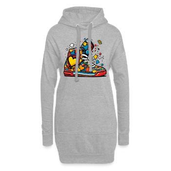 Cartoon Graffiti Love Baskets - Sweat-shirt à capuche long Femme - gris chiné - Devant