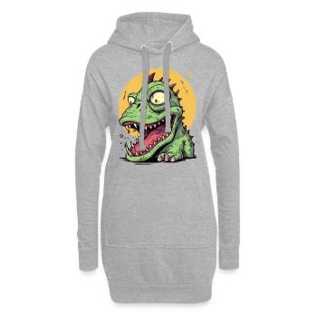 Unansehnlicher kleiner Drache - Hoodie-Kleid - Grau meliert - Vorne