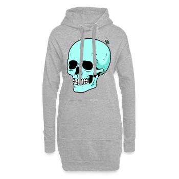Lustiger Cartoon Totenkopf - Hoodie-Kleid - Grau meliert - Vorne